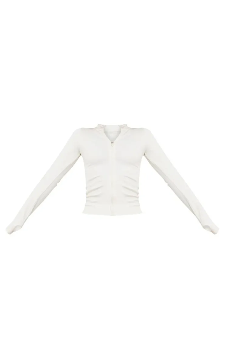 PrettyLittleThing Athletic Jackets*Bone Basic Seamless Jacket