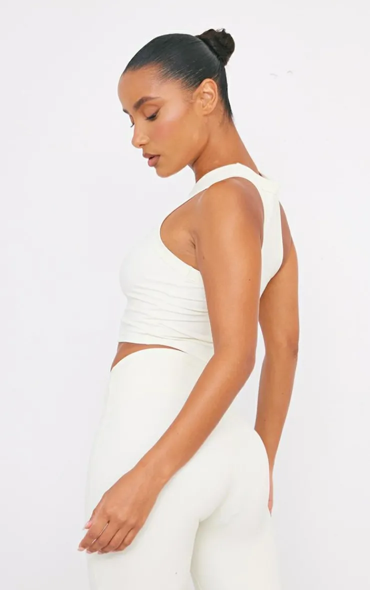 PrettyLittleThing Workout Tops*Bone Sculpt Cropped Gym Racer Top
