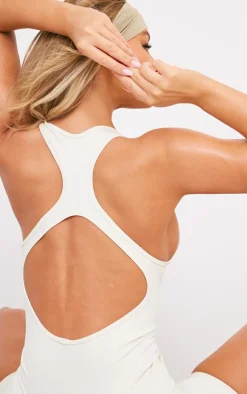 PrettyLittleThing Seamless Gym Wear*Bone Seamless Cut Out Back Unitard