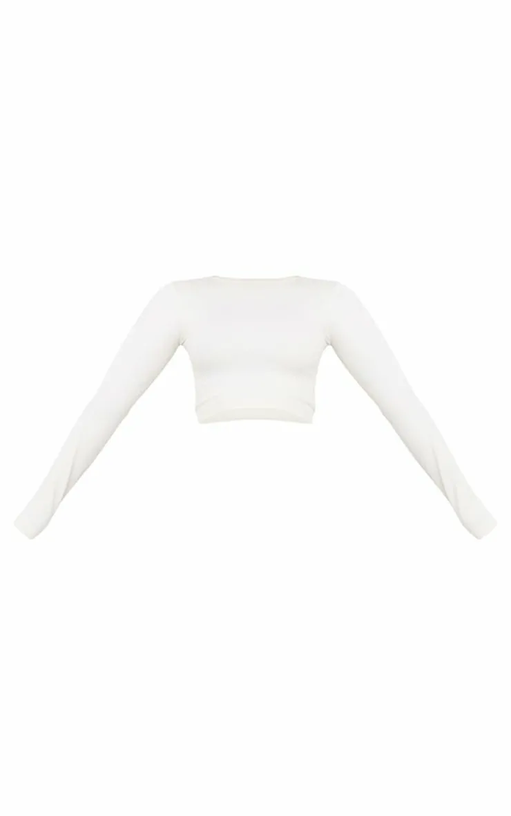 PrettyLittleThing Workout Tops*Bone Seamless Long Sleeve Cropped Gym Top