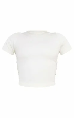 PrettyLittleThing Workout Tops*Bone Seamless Longline Short Sleeve Gym Top