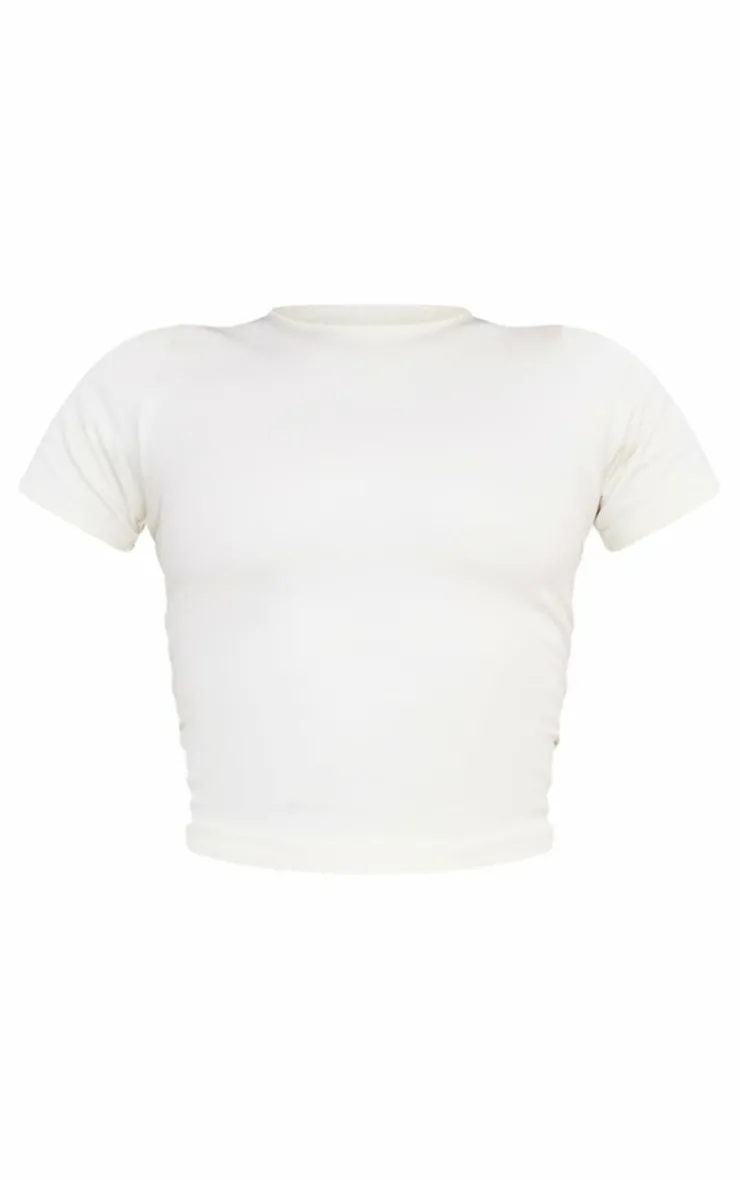 PrettyLittleThing Workout Tops*Bone Seamless Longline Short Sleeve Gym Top