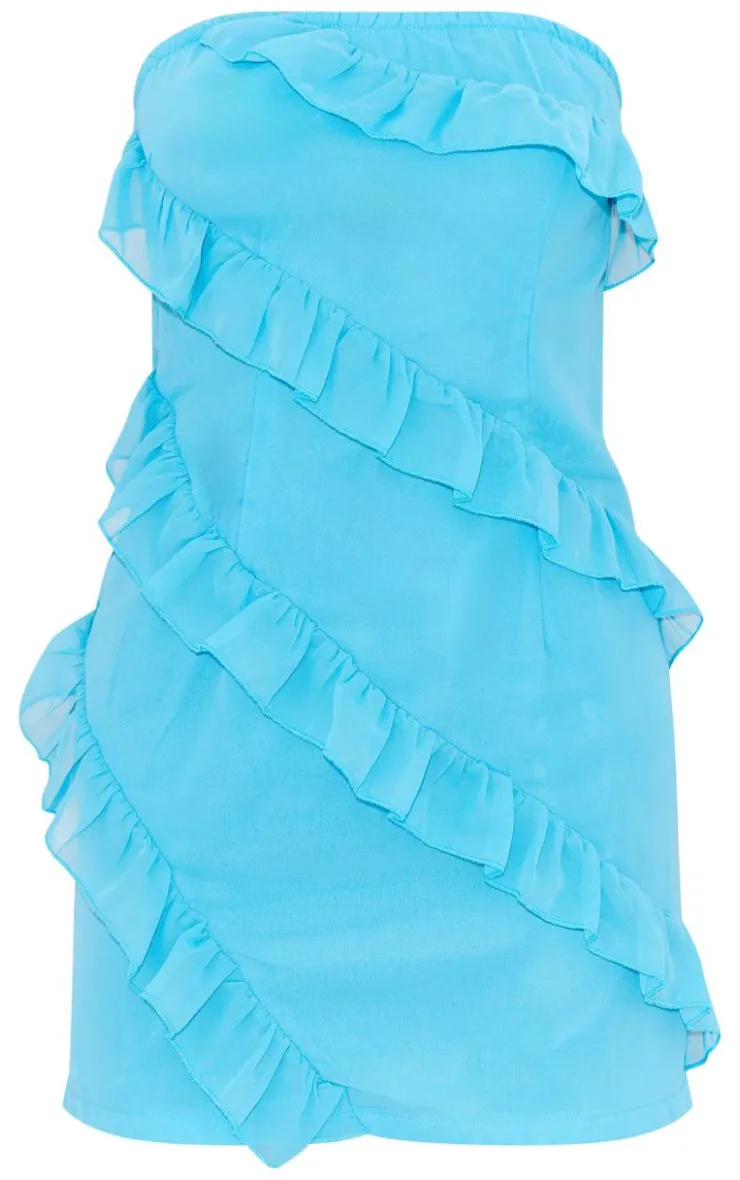 Chiffon Diagonal Frill Bandeau Bodycon Dress-PrettyLittleThing Best