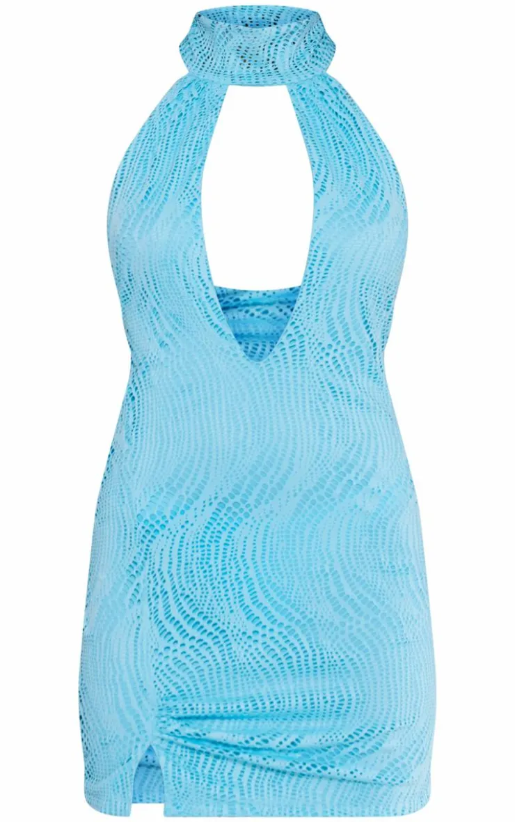 Crochet High Neck Halterneck Mini Dress-PrettyLittleThing