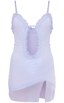 Mesh Cut Out Frill Detail Ruched Bodycon Dress-PrettyLittleThing New