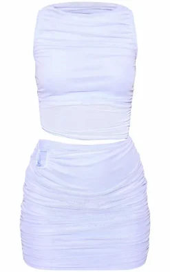 Mesh High Neck Cut Out Mini Dress-PrettyLittleThing Clearance