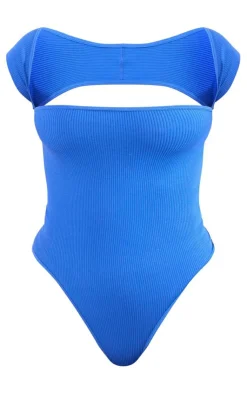 PrettyLittleThing Snatched*Snatched Rib Cut Out Short Sleeve Bodysuit