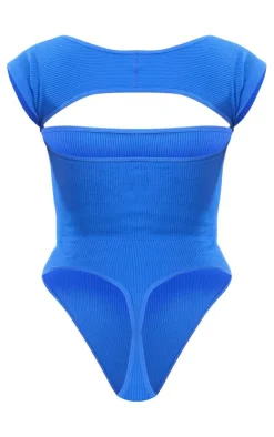 PrettyLittleThing Snatched*Snatched Rib Cut Out Short Sleeve Bodysuit