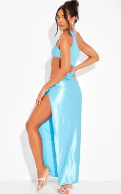 Stretch Satin Cut Out Maxi Dress-PrettyLittleThing Clearance