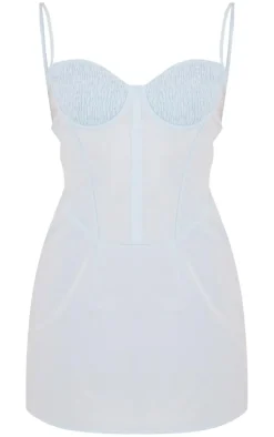 Woven Shirred Bust Corset Bodycon Dress-PrettyLittleThing Sale