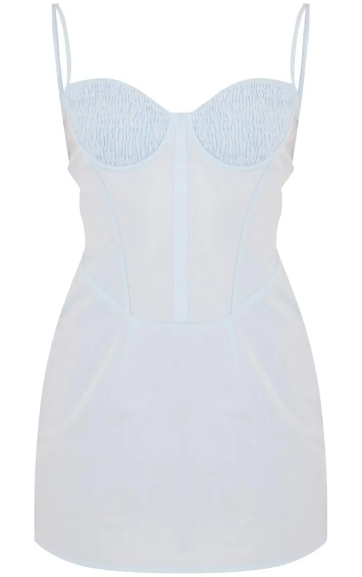 Woven Shirred Bust Corset Bodycon Dress-PrettyLittleThing Sale