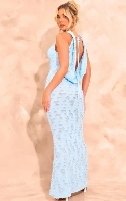 Woven Textured Cowl Neck Maxi Dress-PrettyLittleThing Online