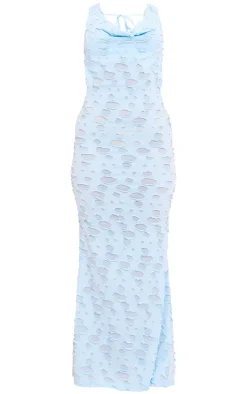 Woven Textured Cowl Neck Maxi Dress-PrettyLittleThing Online