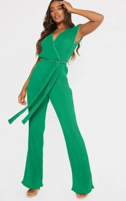 Pleated Shoulder Pad Flared Leg Jumpsuit-PrettyLittleThing Best