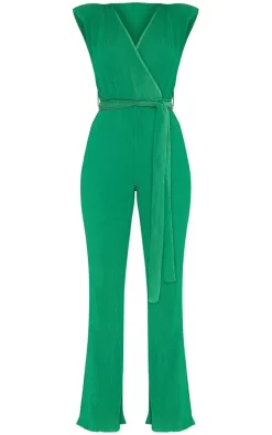 Pleated Shoulder Pad Flared Leg Jumpsuit-PrettyLittleThing Best