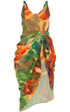 Abstract Underwire Detail Draped Midi Dress-PrettyLittleThing Sale