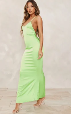Satin Backless Ruched Maxi Dress-PrettyLittleThing Clearance