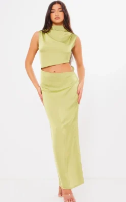 Satin High Neck Cut Out Maxi Dress-PrettyLittleThing Discount