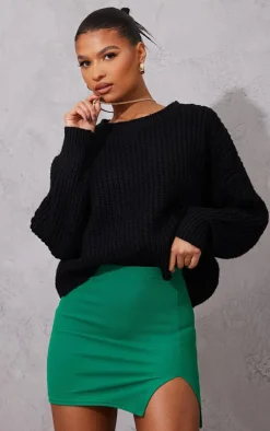 Bright Green Split Mini Skirt
