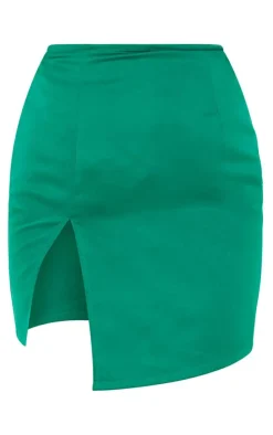 Tailored Satin Asymmetric Split Front Mini Skirt-PrettyLittleThing Online