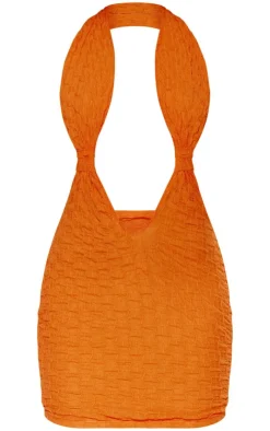 Bubble Texture Halterneck Plunge Bodycon Dress-PrettyLittleThing Outlet