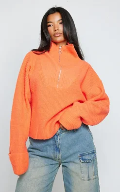 PrettyLittleThing Sweaters*Marl Chunky Knit Half Zip Sweater