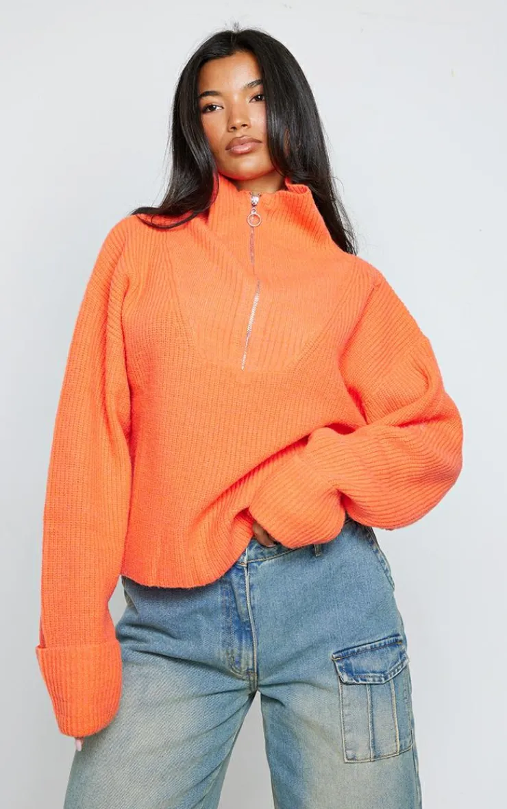 PrettyLittleThing Sweaters*Marl Chunky Knit Half Zip Sweater