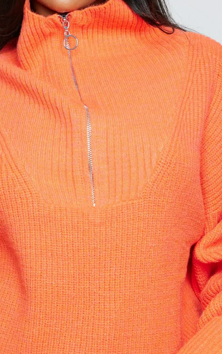 PrettyLittleThing Sweaters*Marl Chunky Knit Half Zip Sweater