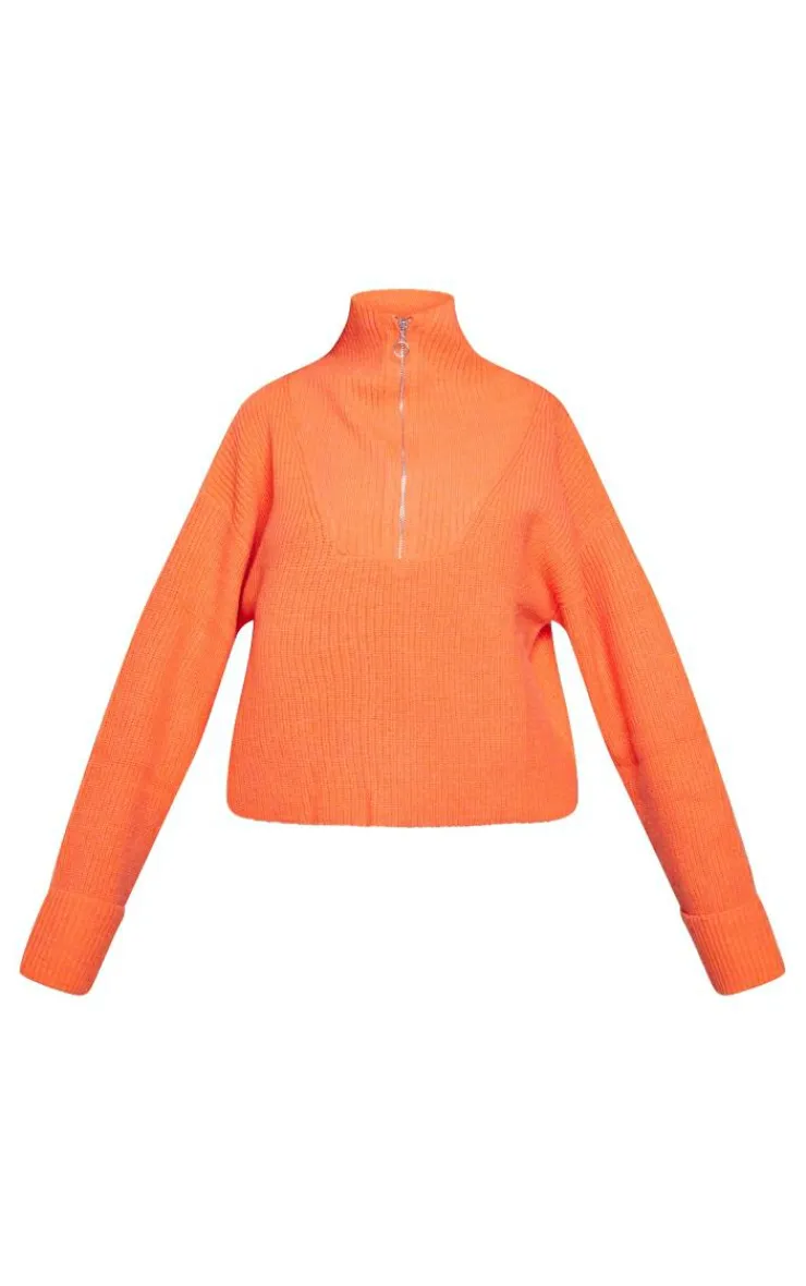 PrettyLittleThing Sweaters*Marl Chunky Knit Half Zip Sweater