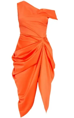 Off The Shoulder Draped Skirt Midi Dress-PrettyLittleThing Online