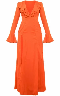 Plunge Frill Maxi Dress-PrettyLittleThing Hot