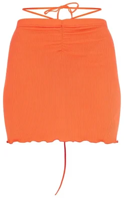 Rib Tie Waist Frill Edge Mini Skirt-PrettyLittleThing Clearance