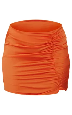 Satin Ruched Side Mini Skirt-PrettyLittleThing Discount