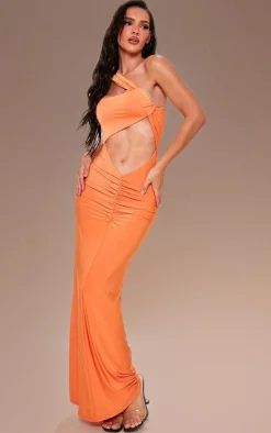 Slinky Asymmetric Extreme Cut Out Maxi Dress-PrettyLittleThing Hot