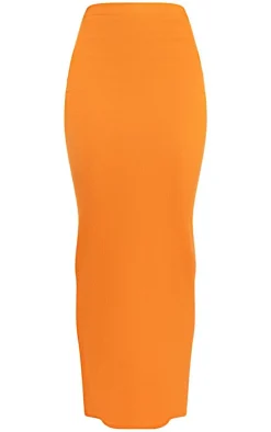 Outlet PrettyLittleThing Textured Jersey Low Rise Midaxi Skirt Bright Orange
