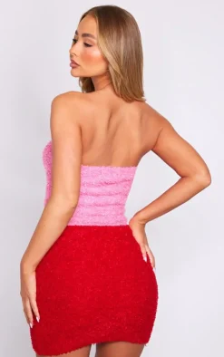 PrettyLittleThing Knitted Tops*Fuzzy Knit Key Hole Bandeau Top
