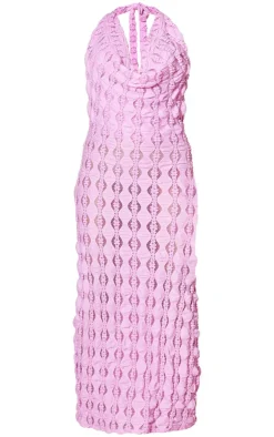 Textured Extreme Cowl Neck Maxi Dress-PrettyLittleThing New