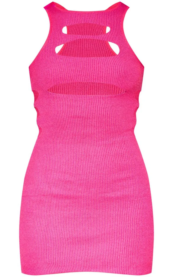 Two Tone Knit Extreme Cut Out Dress-PrettyLittleThing New