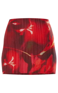 Floral Printed Plisse Micro Mini Skirt-PrettyLittleThing Discount