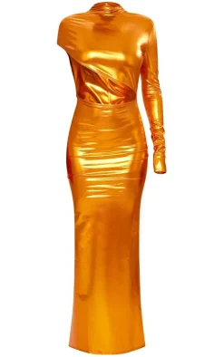 Long Sleeve On Shoulder Metallic Maxi Dress-PrettyLittleThing Hot