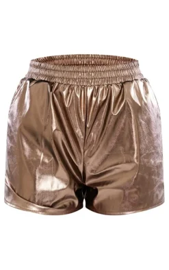 Metallic Faux Leather Paper Bag Shorts-PrettyLittleThing Outlet