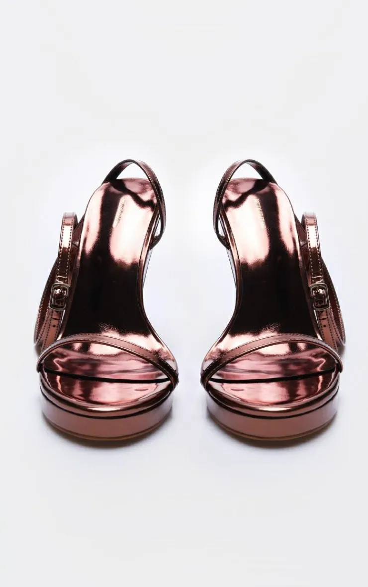 Metallic PU Round Toe Curved Heel Wedges-PrettyLittleThing Clearance