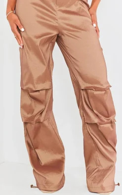 Bronze Metallic Taffeta Pintuck Cargos