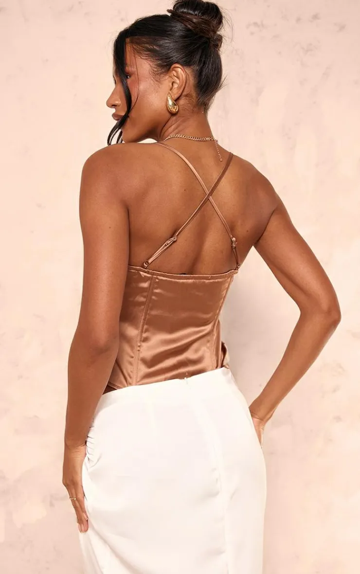 PrettyLittleThing Corsets*Satin Pleated Bust Pointed Hem Corset