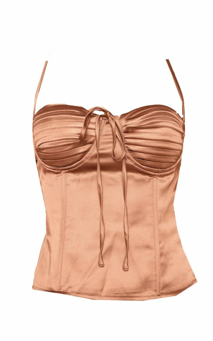 PrettyLittleThing Corsets*Satin Pleated Bust Pointed Hem Corset