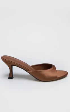 PrettyLittleThing Mules*Satin Round Toe Low Heel Mules