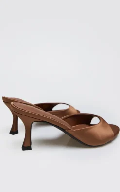PrettyLittleThing Mules*Satin Round Toe Low Heel Mules