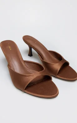 PrettyLittleThing Mules*Satin Round Toe Low Heel Mules