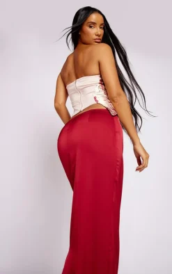 PrettyLittleThing Corsets*Woven Jacquard Ruched Bust Spilt Hem Corset