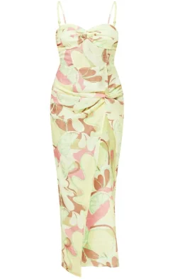 Abstract Ruched Bust Knot Drape Detail Maxi Dress-PrettyLittleThing Discount